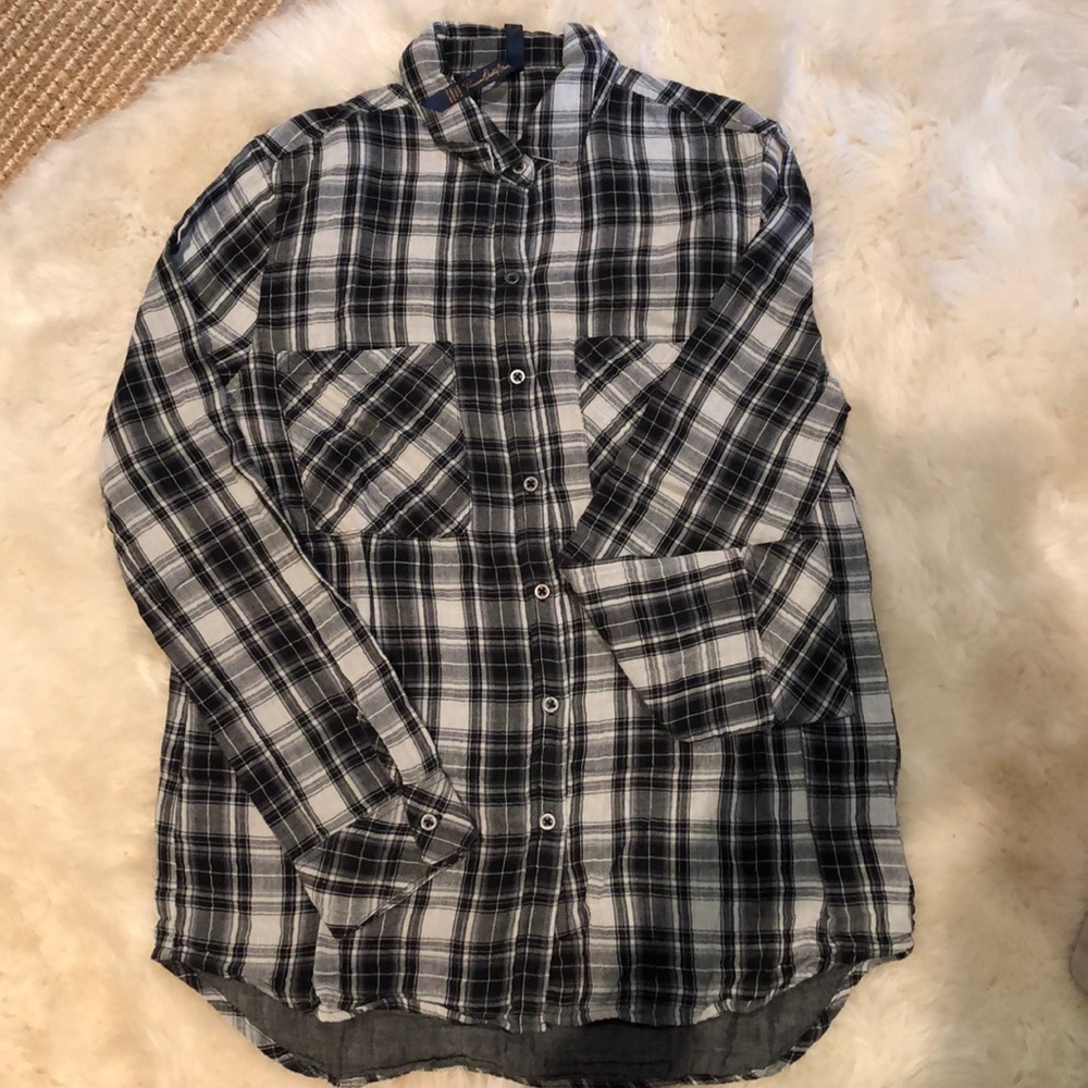 7 for all MANKIND PLAID SHIRT SIZE MEDIUM